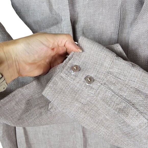 Soft Surroundings Textured Linen Button Up Tunic 1X Khaki Minimalist Lagenlook - Picture 10 of 11